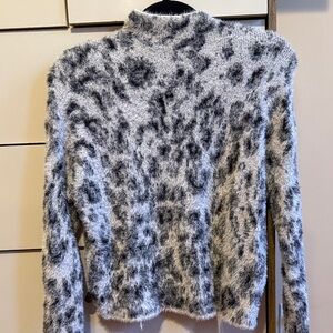 Philosophy Fuzzy Leopard Print Sweater - Black and White